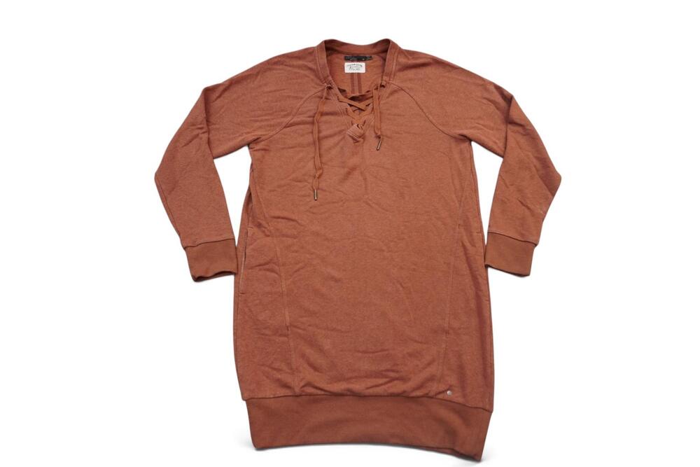 prAna Terracotta Sweatshirt Dress Women Medium Daily Tunic Dress Hooded Lace-Up